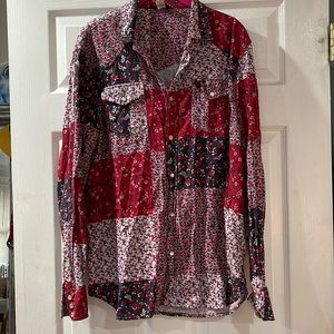 Mens vintage western paisley pearl snap button down size large brand: diesel